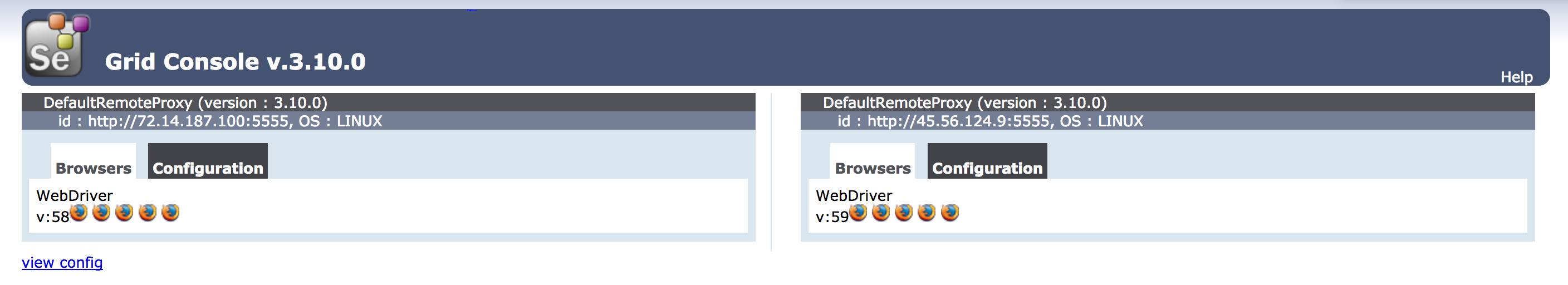 Selenium Grid Console Selenium Grid Console