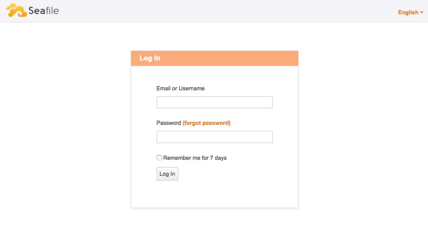 Seafile login prompt Seafile login prompt
